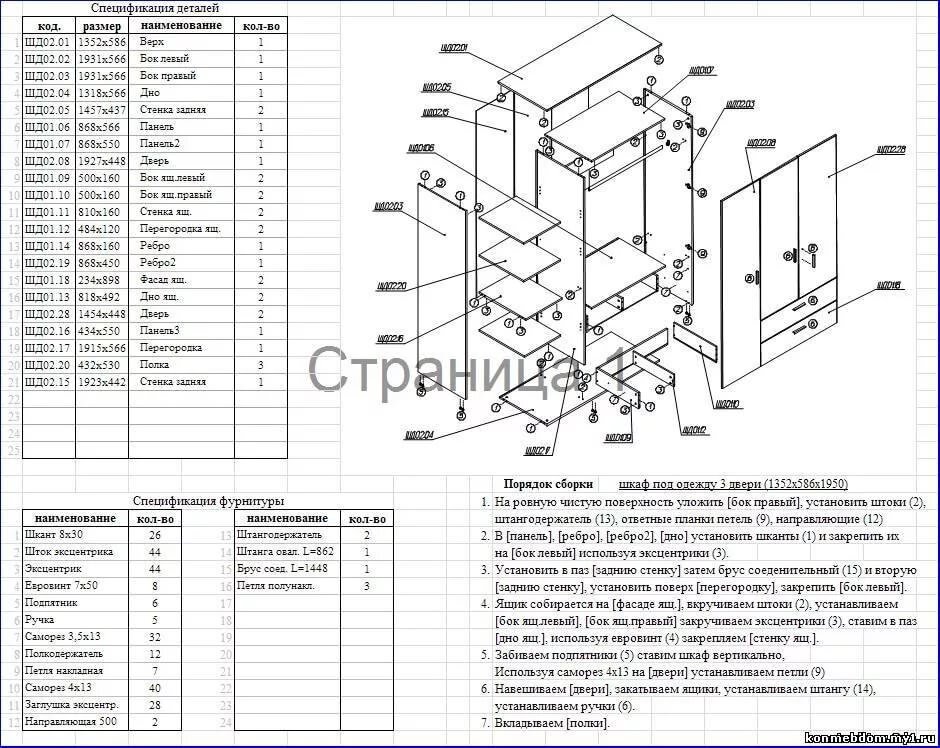 Спецификация кухонного гарнитура образец