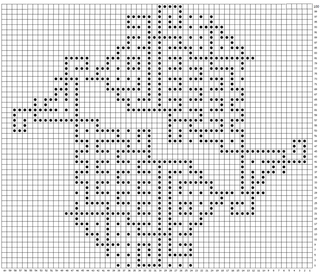 схема на 57 петель, 100 рядов