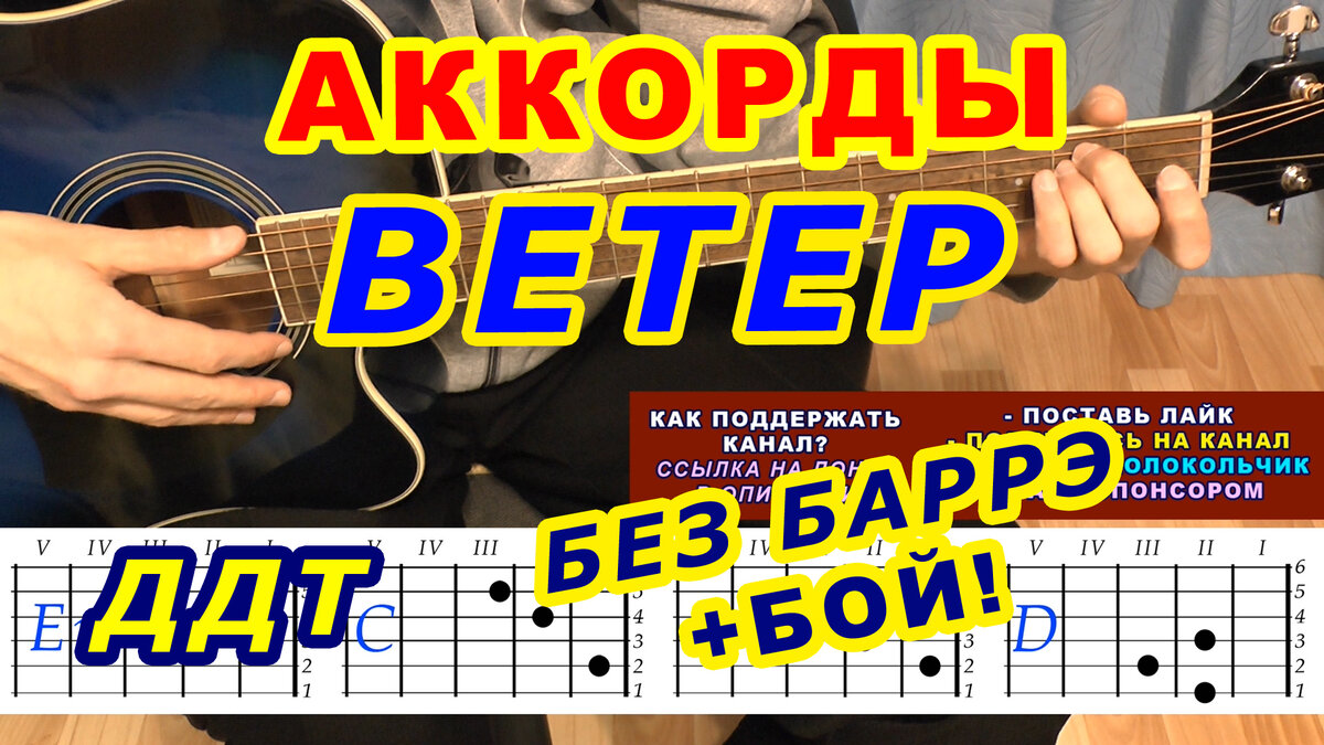 ВЕТЕР Аккорды 🎸 ДДТ ♪ Разбор песни на гитаре для начинающих ♫ Гитарный Бой  | ГИТАРА АККОРДЫ ПЕСНИ | Дзен