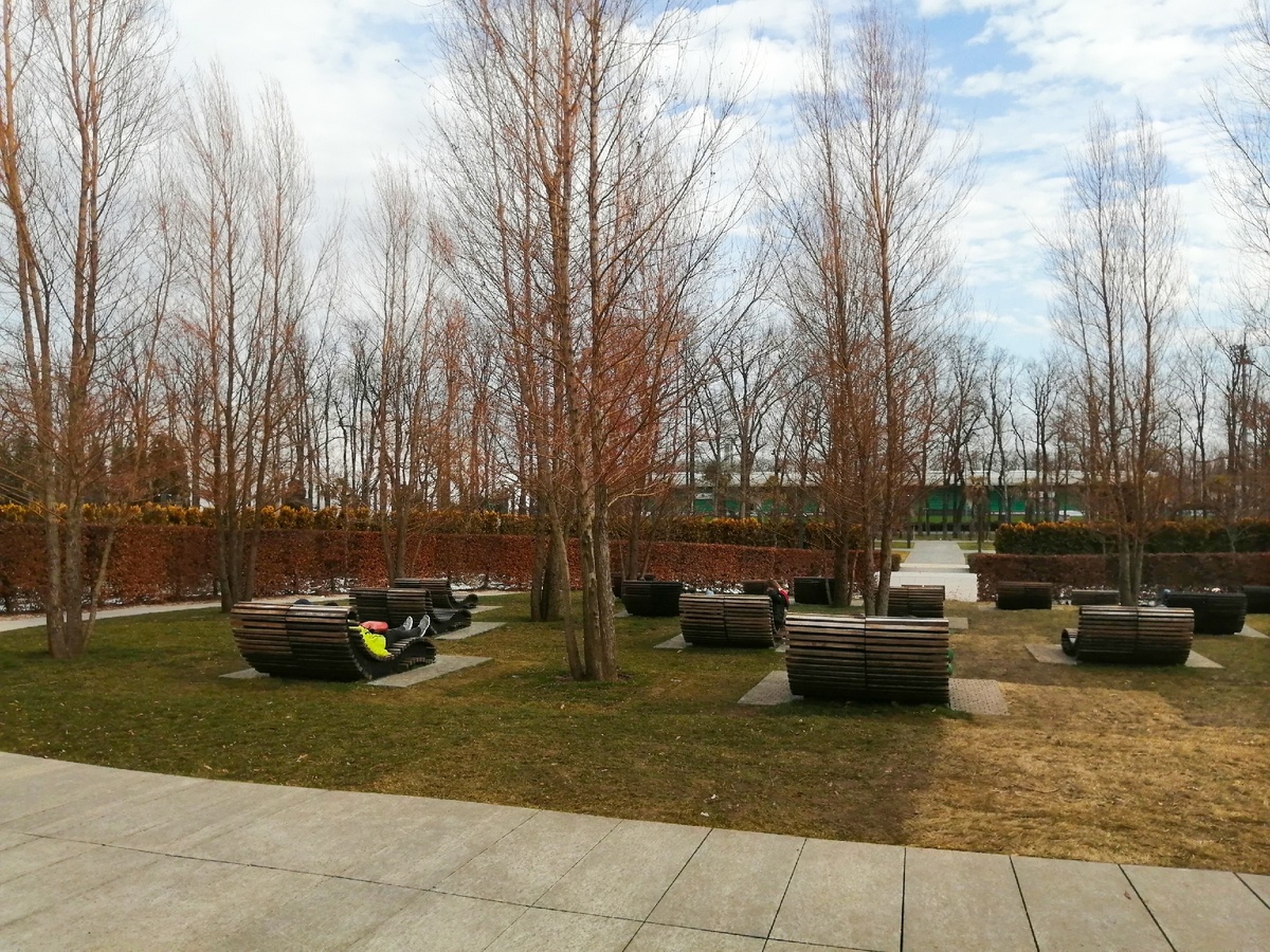 Шезлонги внутри "реки".