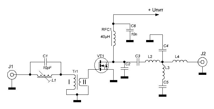 Рис. 1. Схема усилителя.