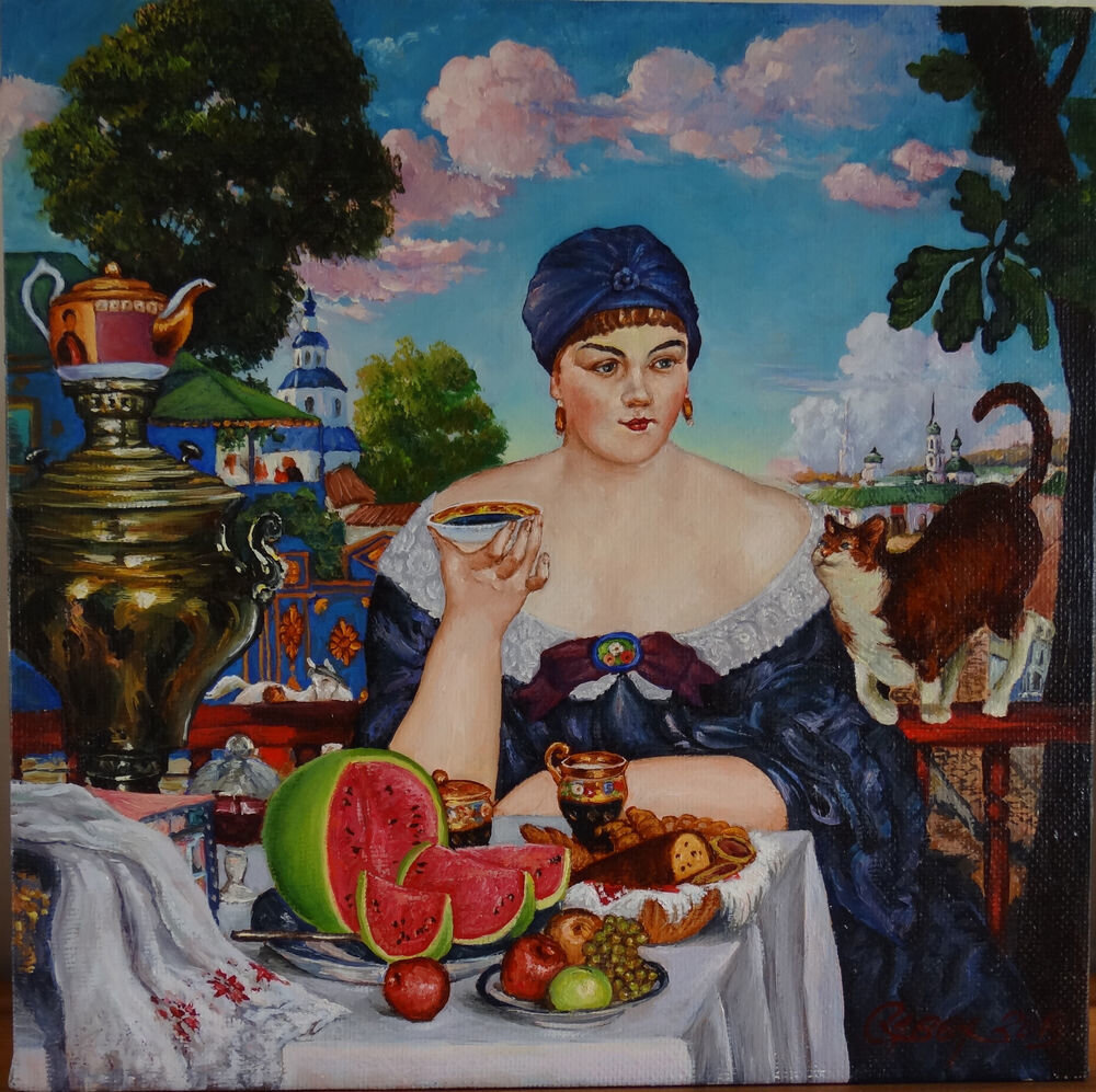 Б. Кустодиев Купчиха за чаем.