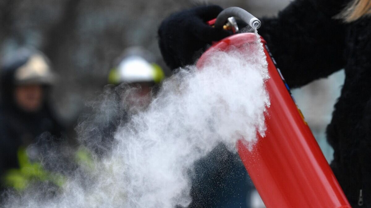    На практическом занятии по правилам пользования огнетушителями© РИА Новости / Евгений Биятов