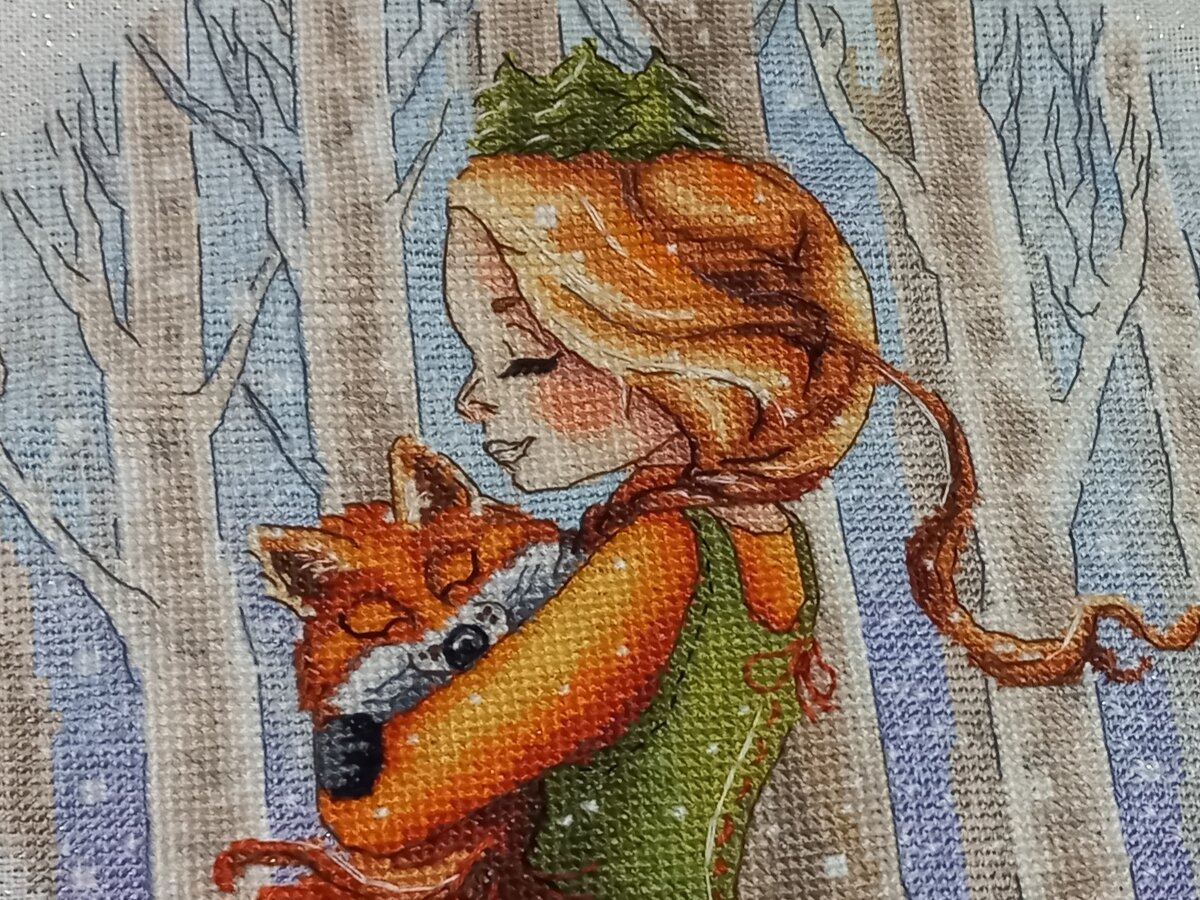 Вышивка по схеме "Лесная принцесса" с бэкстичем