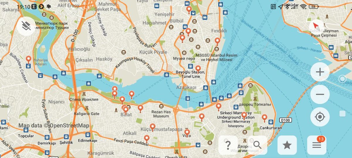 Скриншот Organik maps с метками. 