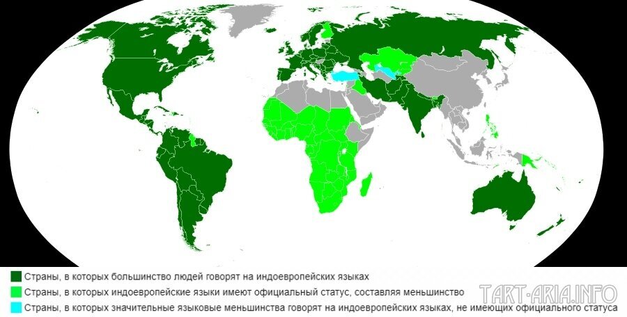 Карта распространения языков индоевропейской семьи