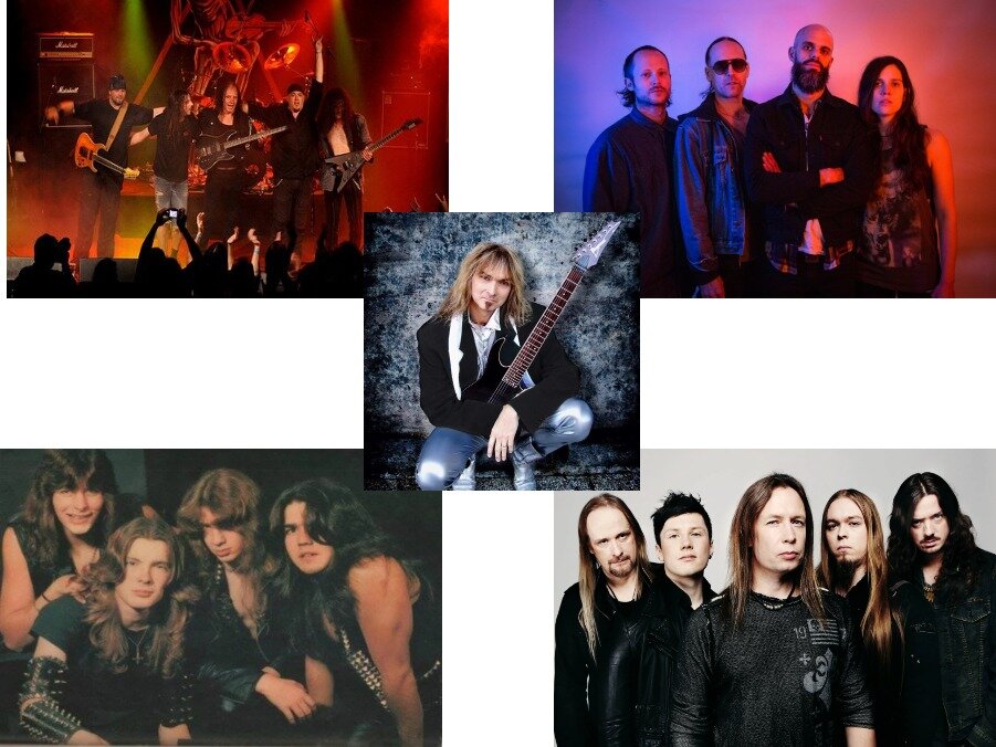 Группы Mekong Delta, Baroness, Possessed, Stratovarius. Музыкант Арьен Лукассен. Фото взяты в свободном доступе. Коллаж-автора.