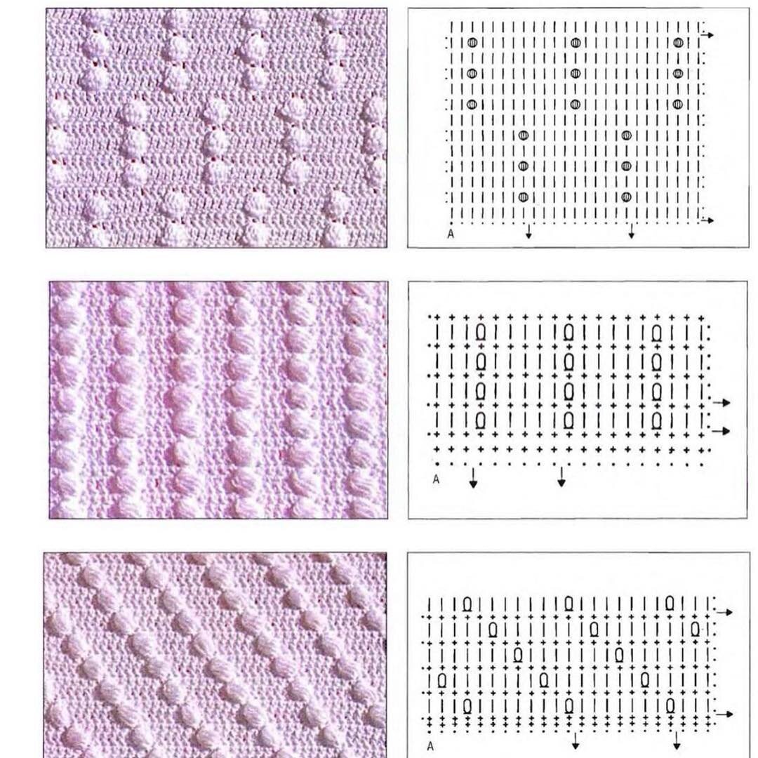Крючком попкорн схема и описание узор