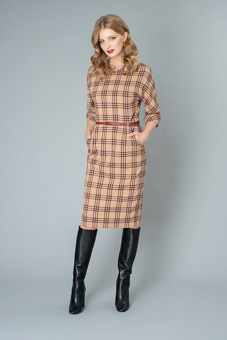 Стильное платье-футляр из ткани в клетку | Магазин Элема | Дзен