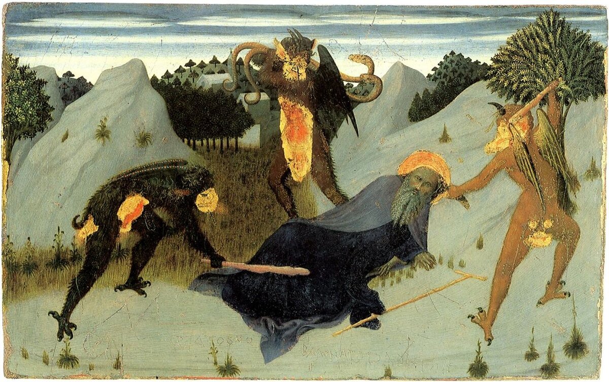 Сассетта (Италия, 1392−1450). Святой Антоний-отшельник, терзаемый демонами. 1426. Национальная Пинакотека, Сиена