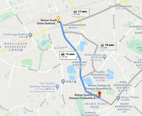 Карта Ухань