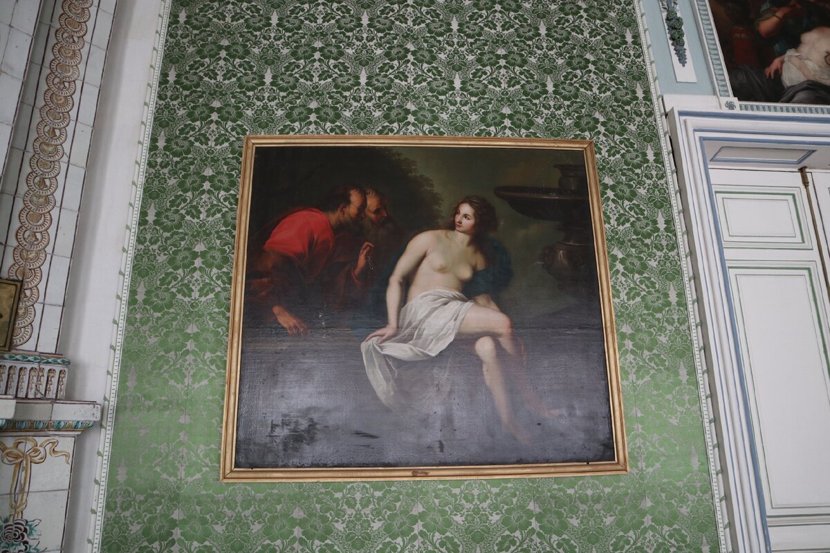 Неизв. русский художник XVIII века. Копия с оригинала Нувеллоне Карло-Франческо (1608-1665) Итальянская школа. «СУСАННА И СТАРЦЫ». Холст, масло.