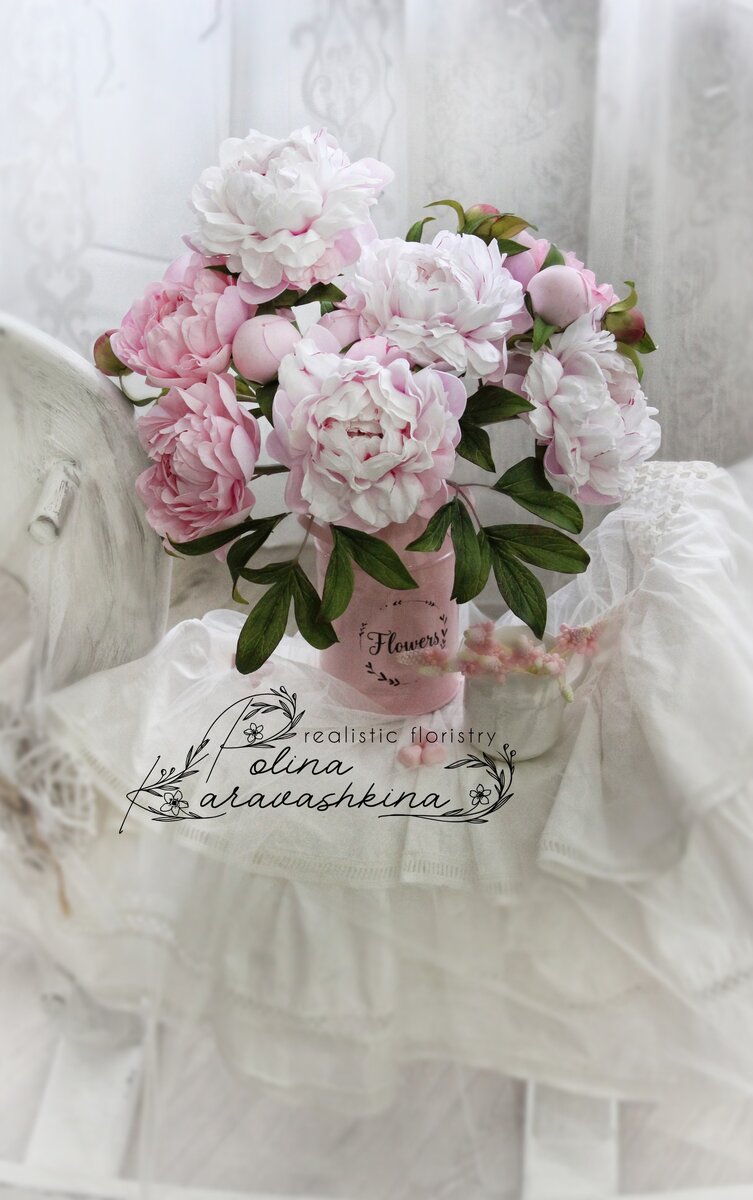 Пастельные пионы из фоамирана, ручная работа.