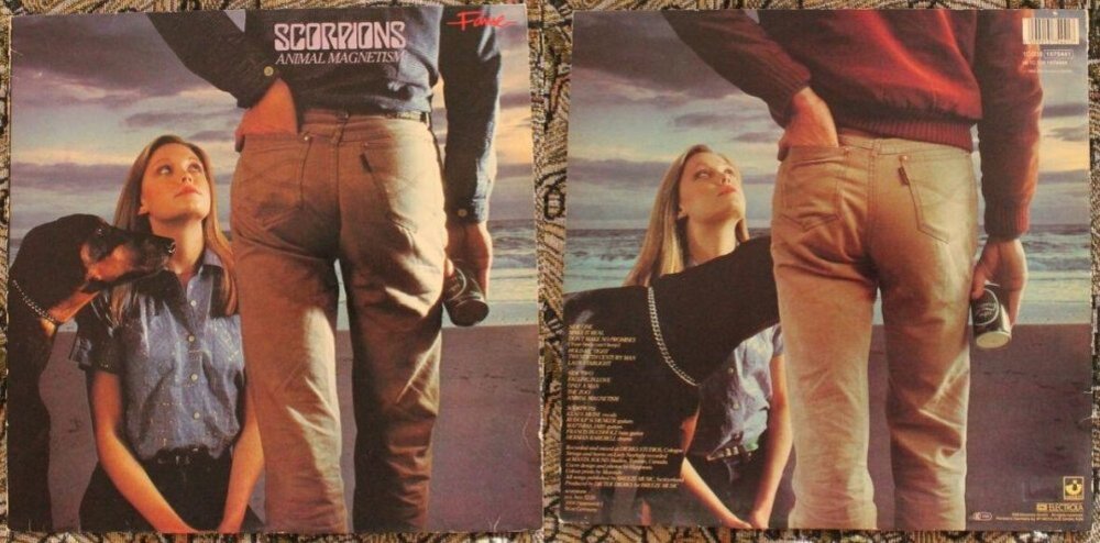 Конверт альбома Scorpions «Animal Magnetism», 1980 г., с передней из задней сторон 