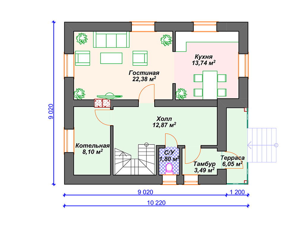 Интересный мансардный дом (9х10м). | Arplans.ru - проекты домов | Дзен