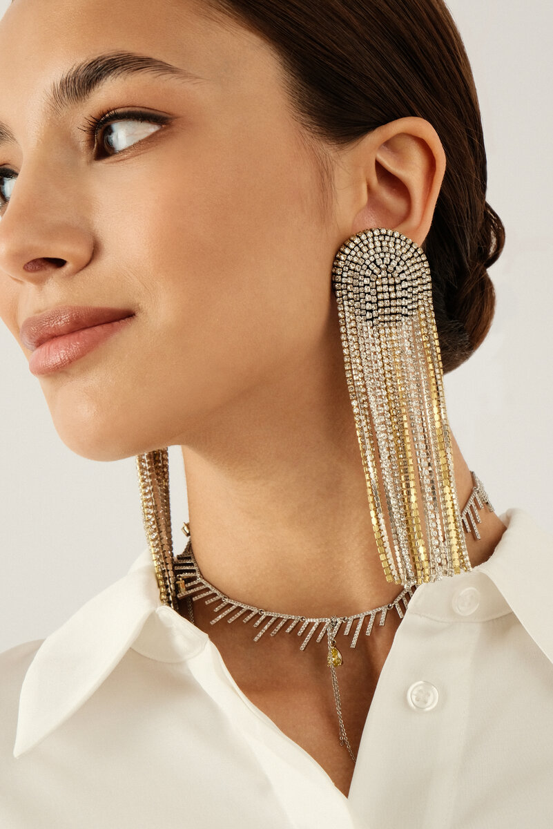 Серьги c кристаллами и ожерелье с цирконием от Caviar Jewellery из Poison Drop