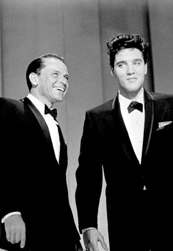 Elvis Presley and Frank Sinatra on the Timex television special, "Welcome Home Elvis," Presley's first television appearance after the army, 1960.