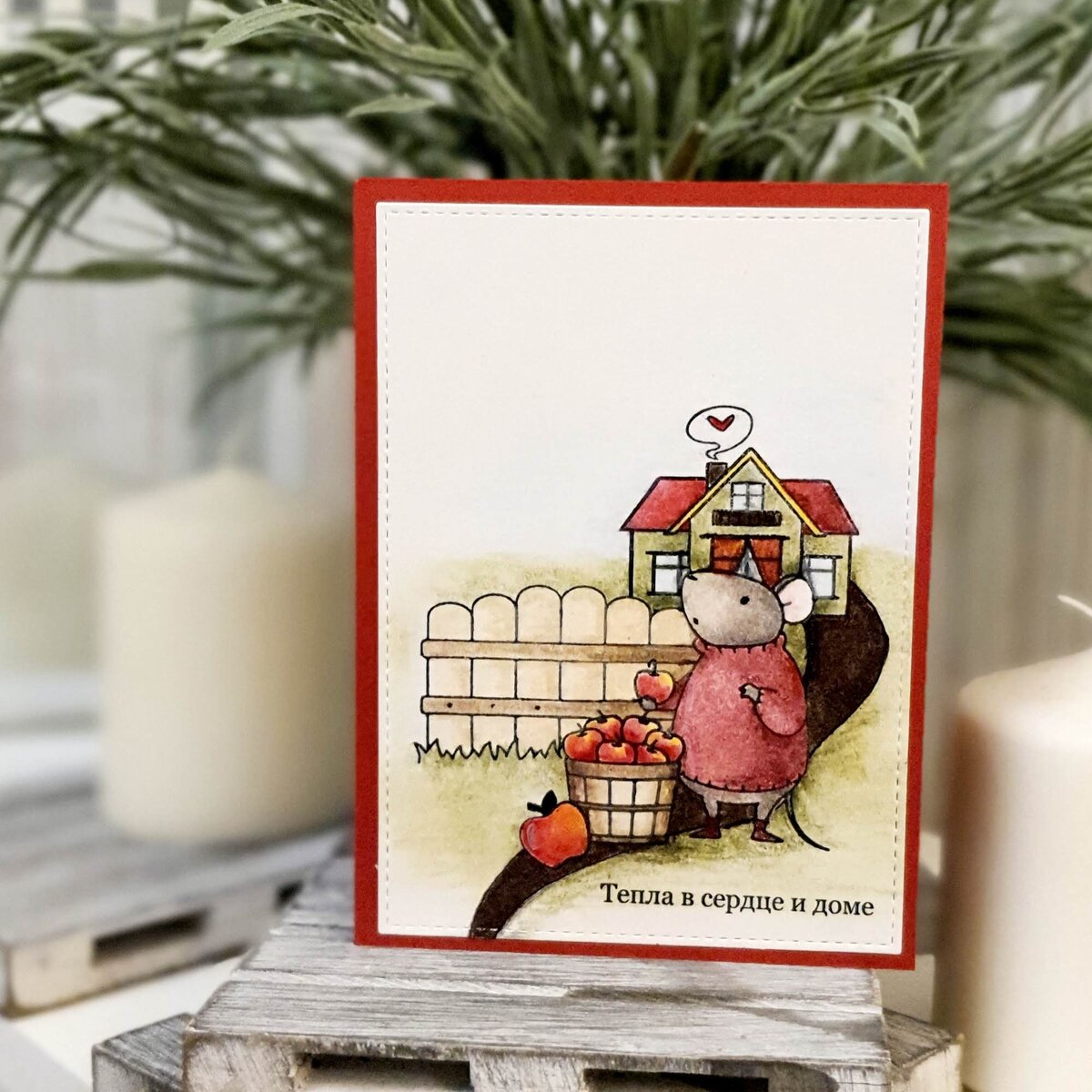 Картинка собрана из разных штампов и раскрашена  масляными карандашами Prismacolor