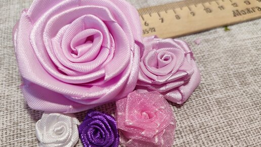 МК крученая роза из атласной ленты / DIY Satin Ribbon Rose