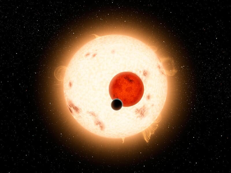 Планета Kepler-16 b, обращающуюся вокруг двойной звезды в представлении художника. Изображение: NASA/JPL-Caltech.