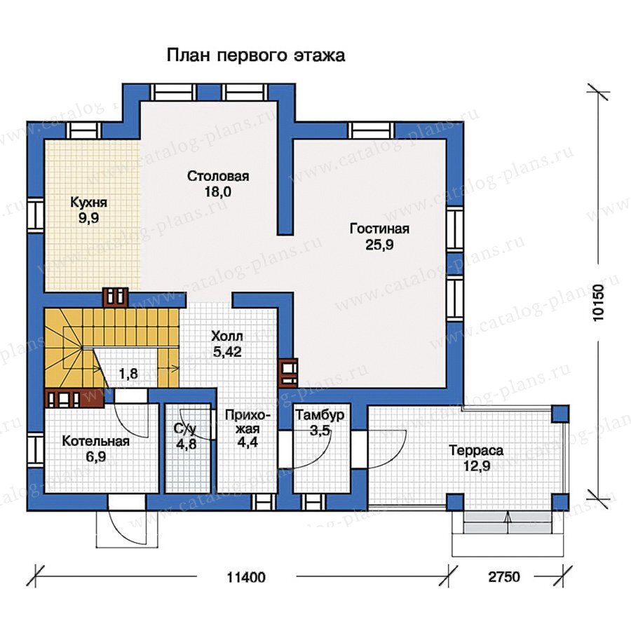 Проект небольшого двухэтажного дома 158м² с террасой. | Проекты Коттеджей |  Дзен