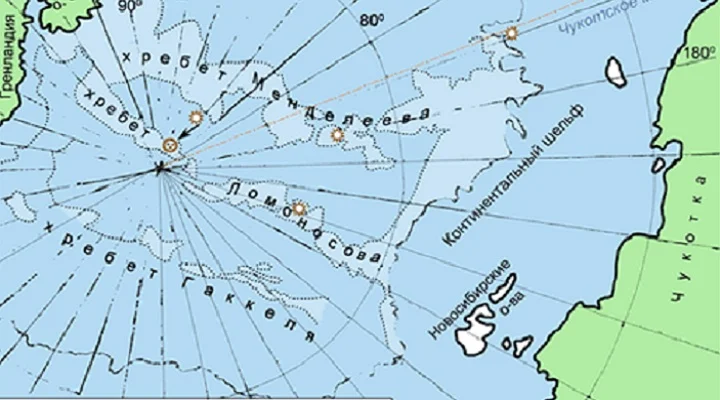 Хребет ломоносова карта