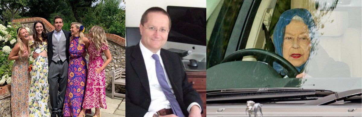 слева направо- Челси на свадьбе друзей 2019 год, королевский эксперт и автор книг Фил Дампьер, новое фото королевы на этой неделе…