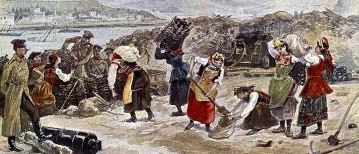 И.М.Прянишников. "Строительство Девичьей батареи".