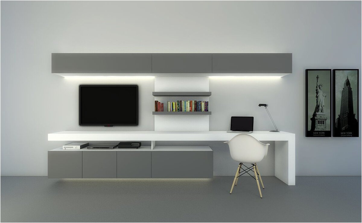 Компьютерный стол в интерьере гостиной +70 фото примеров дизайна