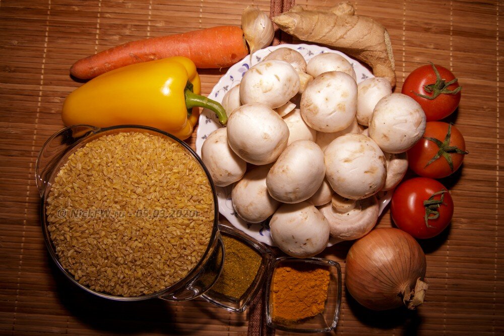 1. Плов из булгура с грибами - ингредиенты © NickFW.ru - 05.03.2020г.