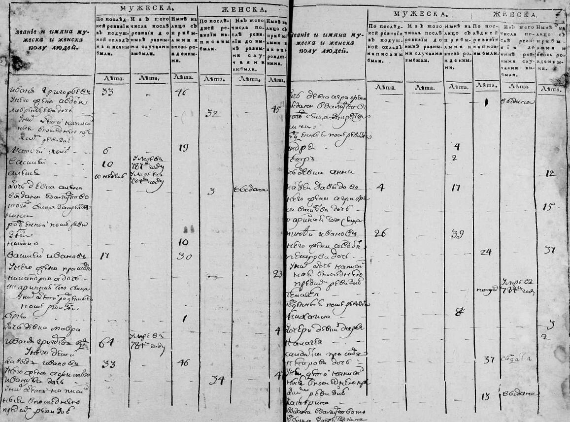 Ревизская сказка, 1795 г (совр. Нижегородская обл.)