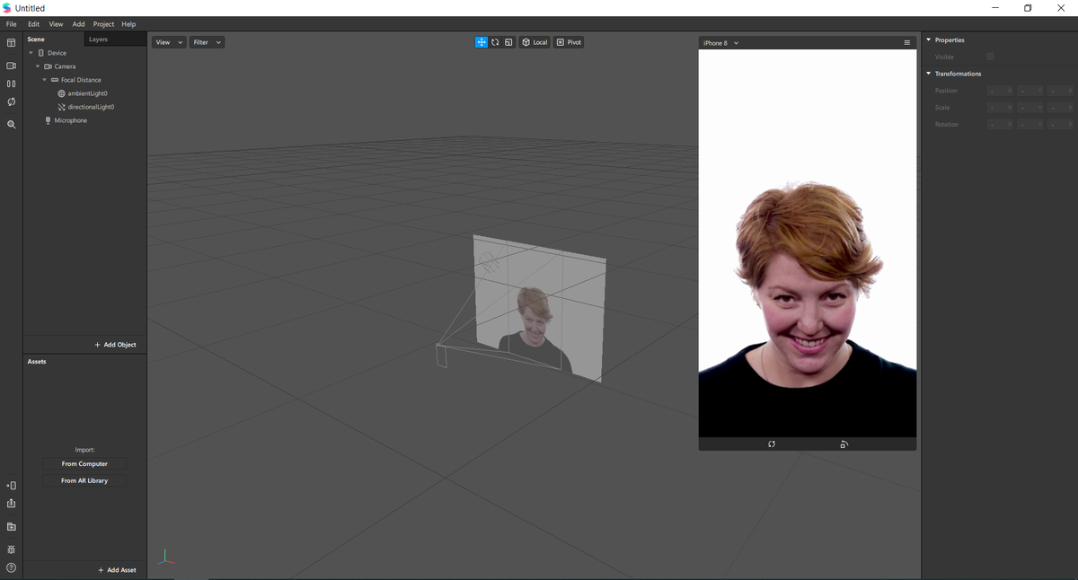 Открываем Spark Ar studio, предварительно скачав его на официальном сайте.  Далее, на пустом пространстве слева нажимаем правой кнопкой мыши. Открывается маленькая панель "add", мы нажимаем на нее, ищем "Face Mesh" и нажимаем на него. 