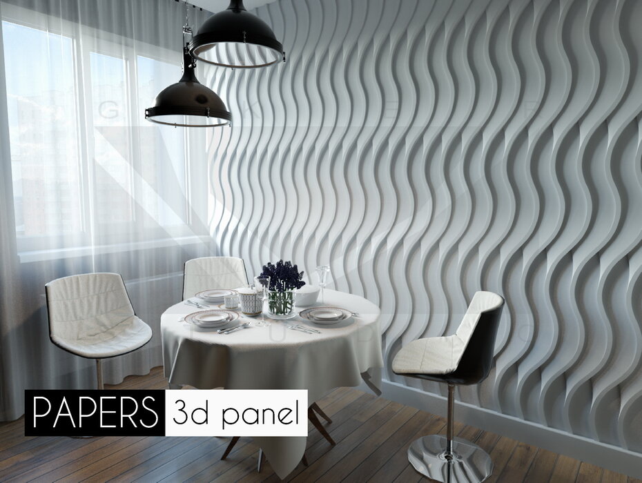 отделка стен гипсовыми 3д панелями