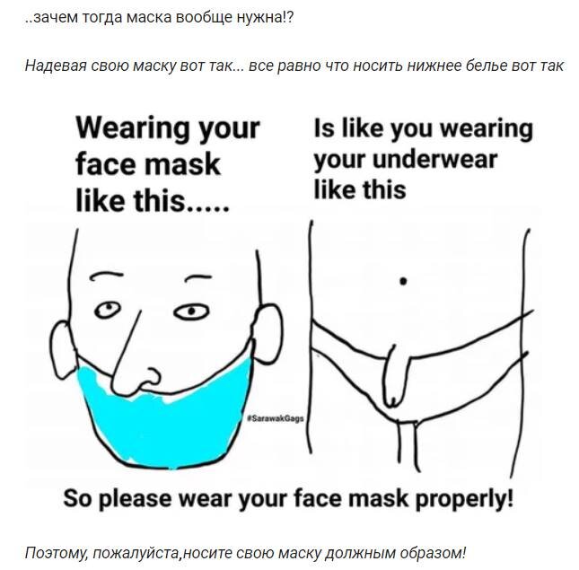 Плакат про правильное ношение маски