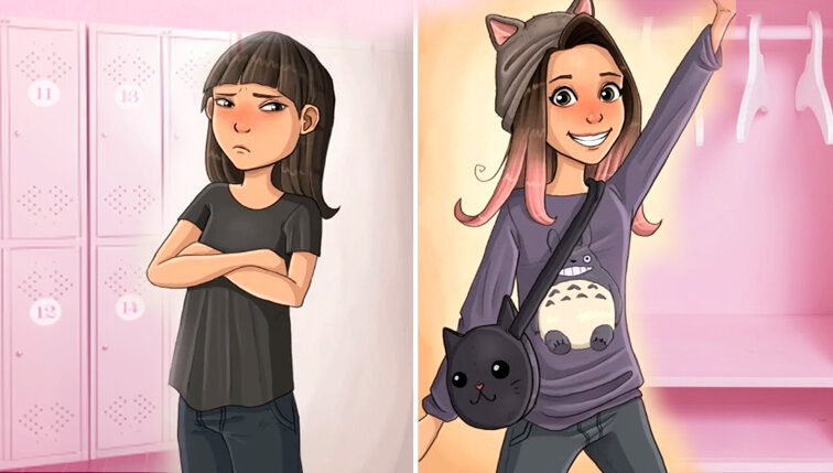 В коллаже использованы персонажи художницы Риты Виговски из инстаграм