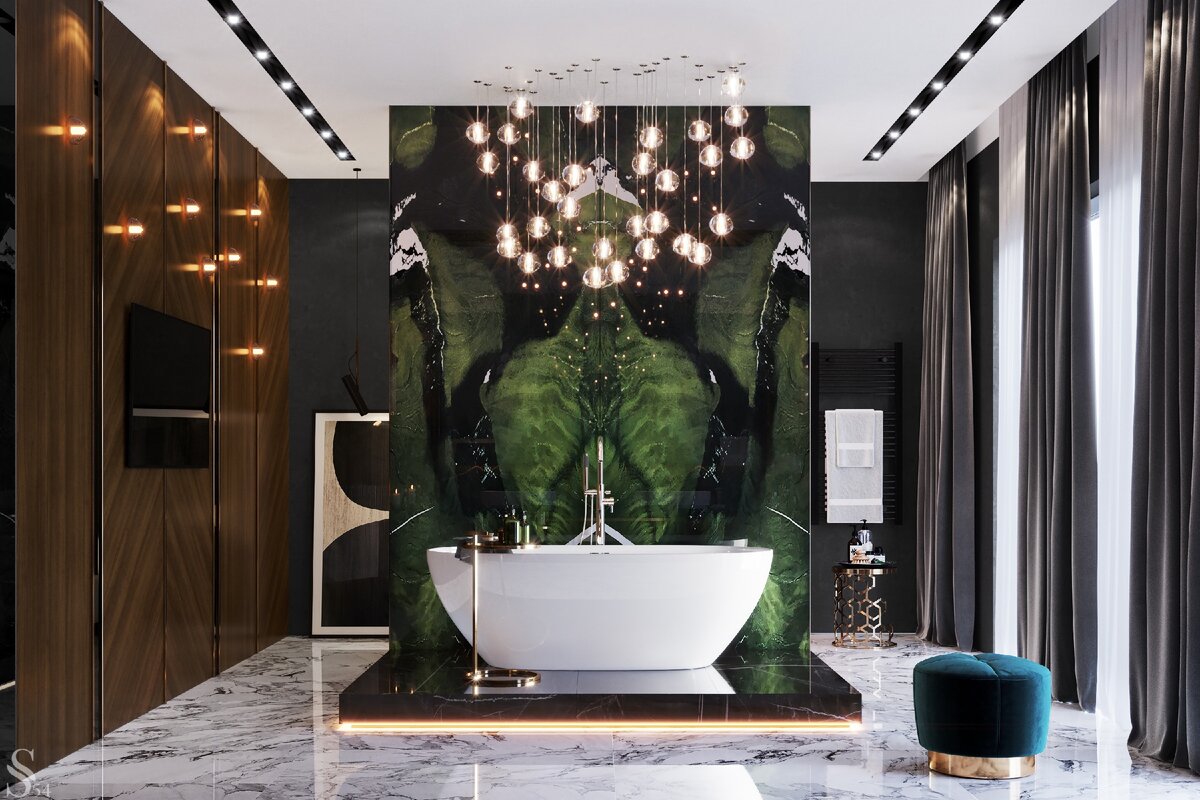 Ванная в проекте загородного дома в Пензе