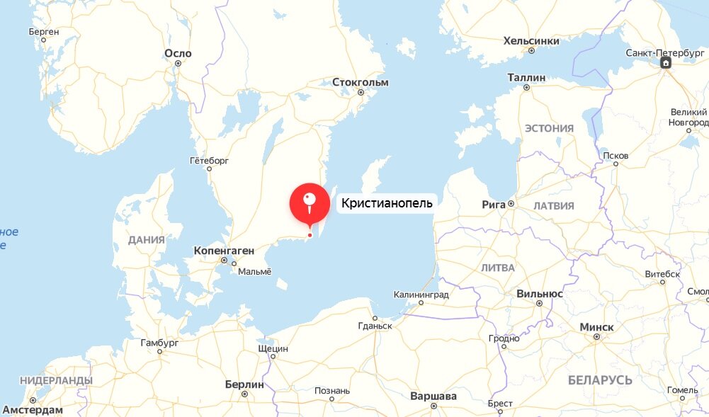 Место гавани на глобусе Балтийского моря.