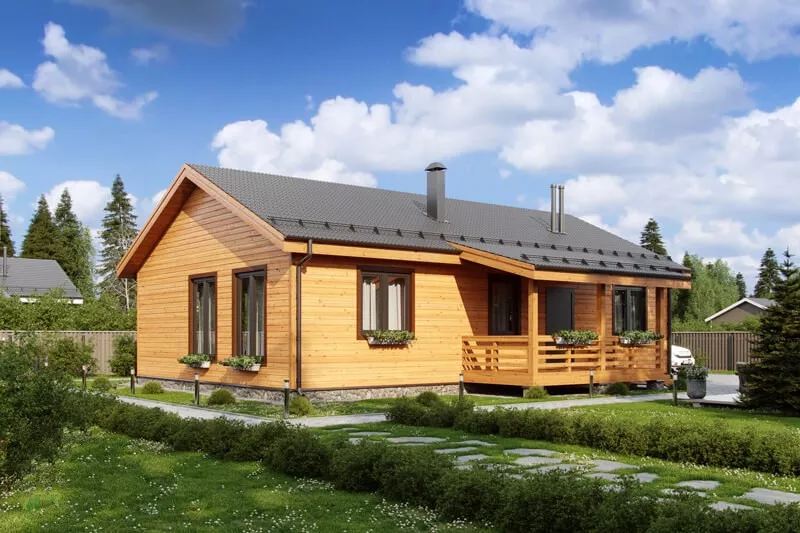 Каркасный дом "Солотча" с тремя спальнями, 13×9, общая площадь 117 м2.