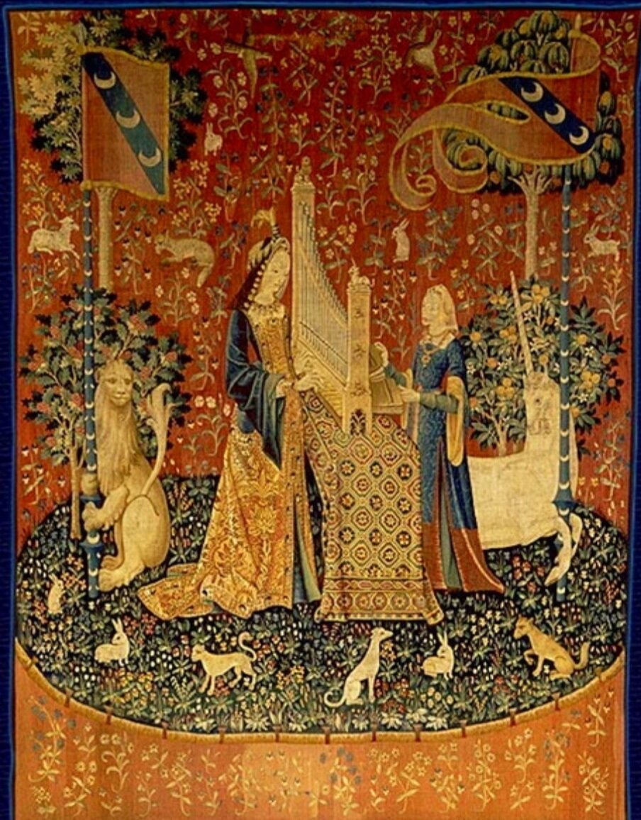 Дама с единорогом. Слух. Иллюстрация из открытых источников. 