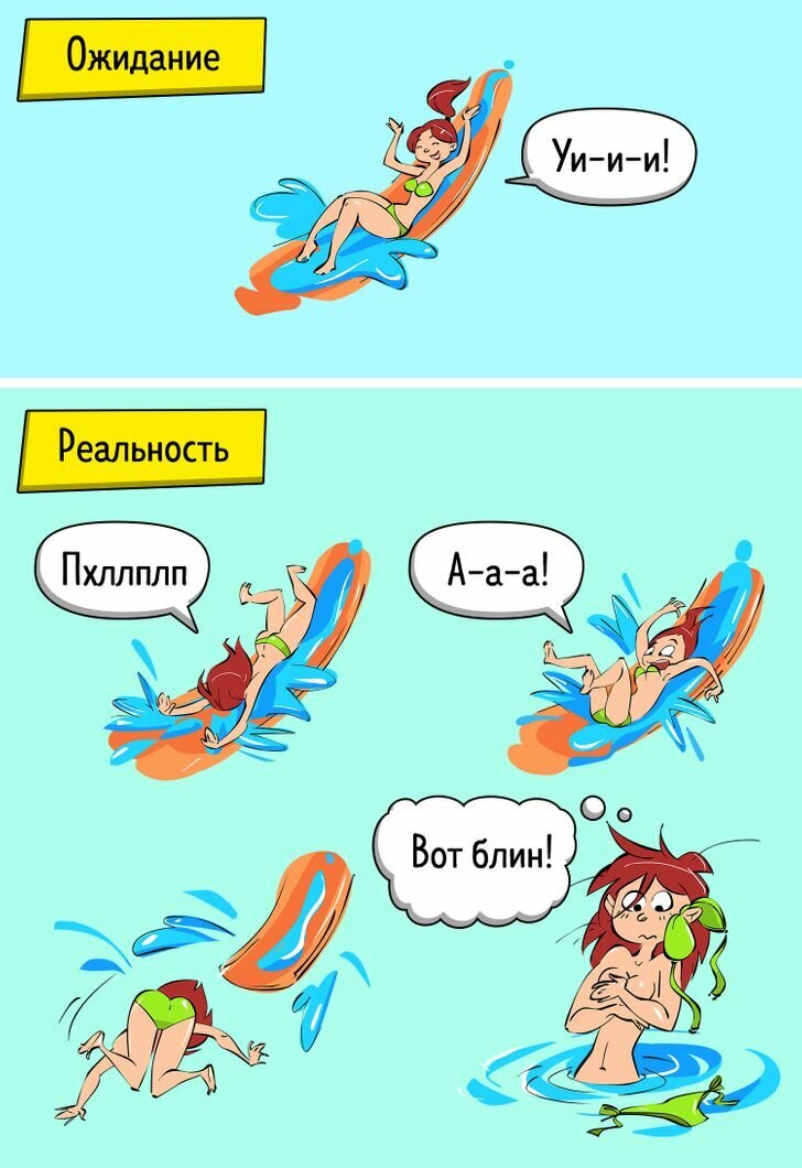 Отпуск ожидание и реальность прикольные картинки