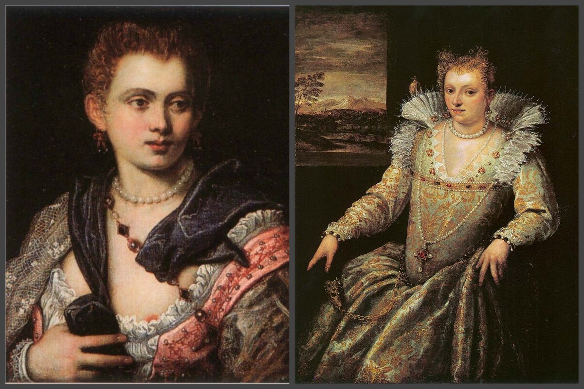 Veronica Franco. Portrait by Tintoretto (?), ca. 1575 и Domenico Robusti Tintoretto Portrait of a Lady in White Private Collection ca. 1580