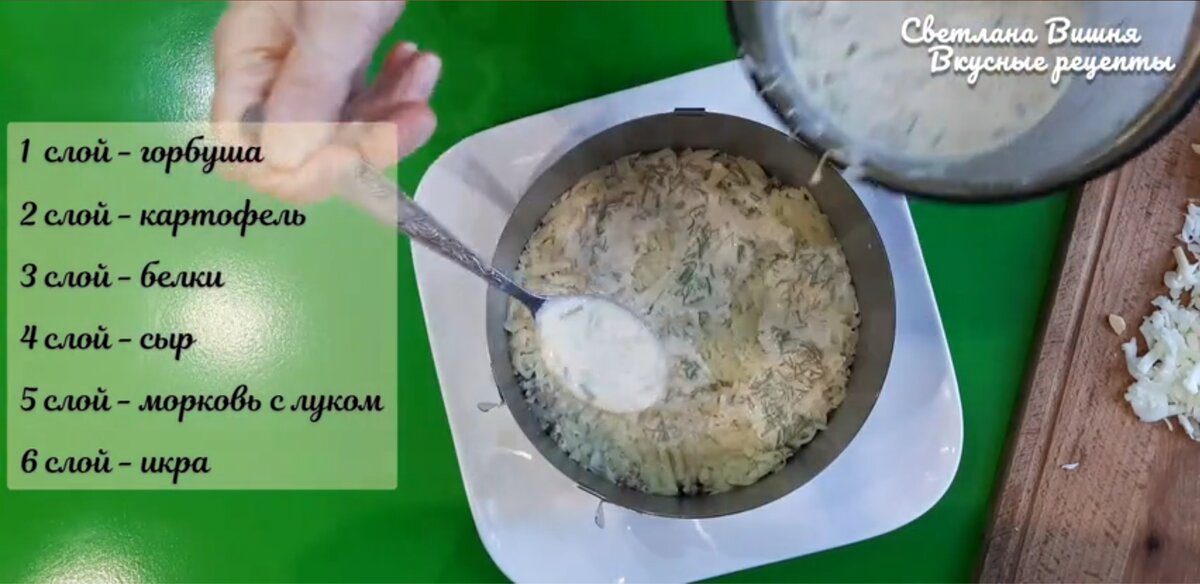 2. Слоеный салат с курицей, грибами и ананасом