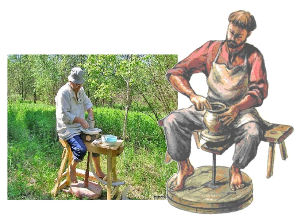 Ремесленник гончарный круг плуг. Древние ремесла руси гончарное дело. гончарный круг в древней руси. гончар 20 веке. древний гончар.