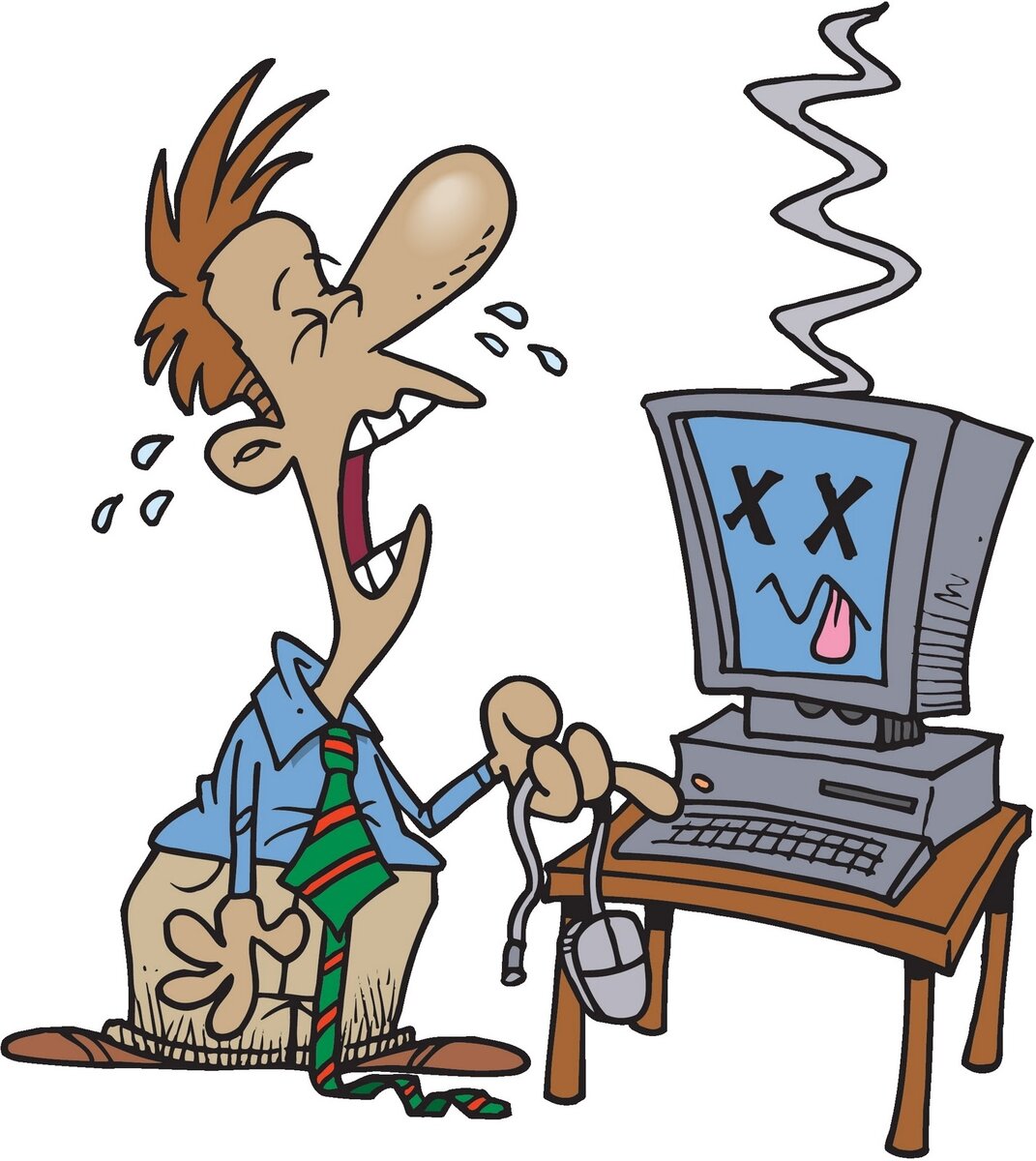 Computer problem i. Сломанный компьютер. Смешной компьютер. Компьютерная карикатура.