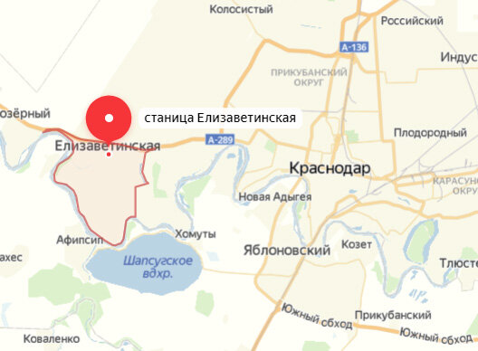 Станица елизаветинская краснодарский край карта