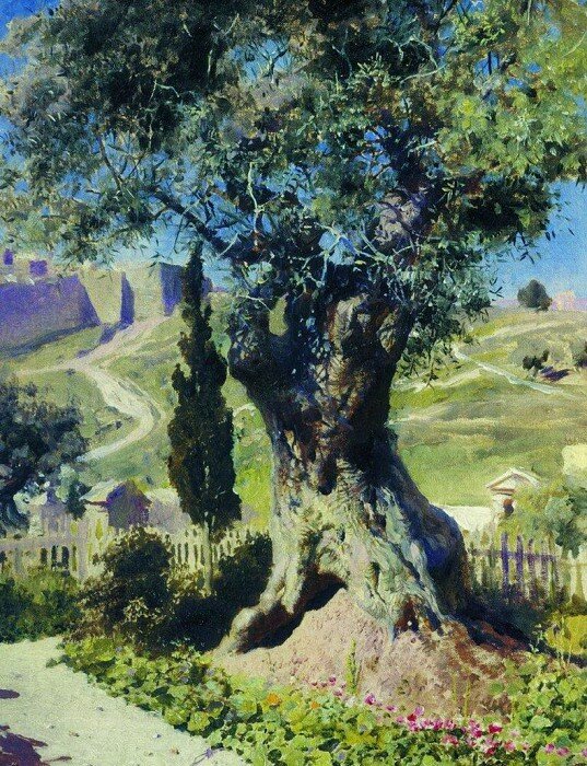 Олива в Гефсиманском саду 1882 г Государственная третьяковская галерея.  https://gallerix.ru/storeroom/830844839/N/1856125862/