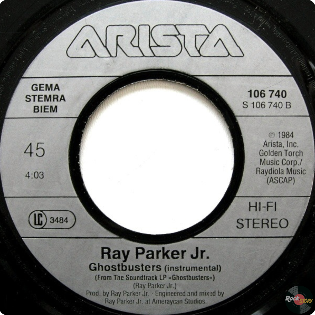 На фотография обложка сингла Ghostbusters музыканта Ray Parker Jr.