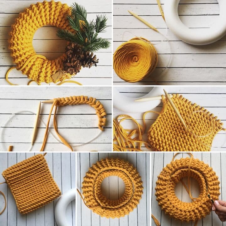 Рождественский венок из ткани