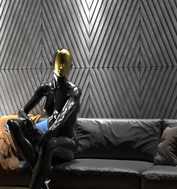 бетонная лофт панель модель Twist в интерьере 