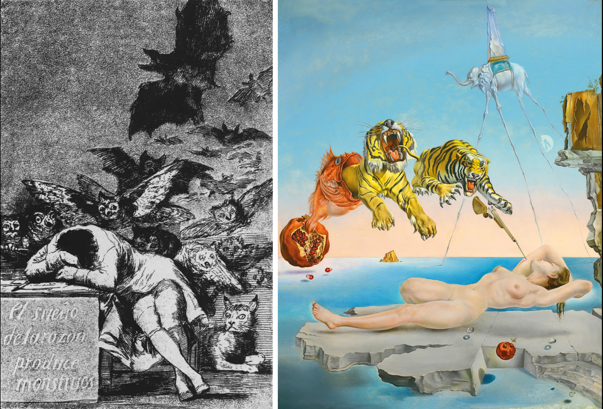 Сны Франсиско Гойи (1799) и Сальвадора Дали (1944)